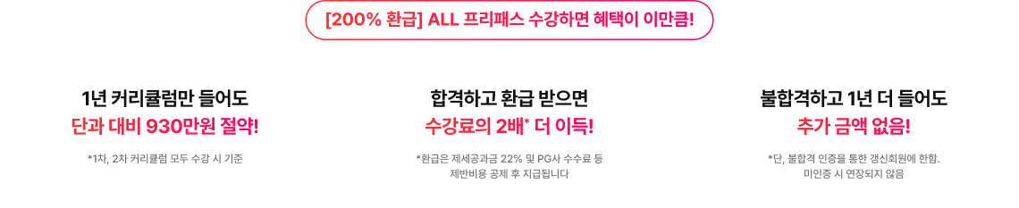 [200% 환급] ALL 프리패스 수강하면 혜택이 이만큼!