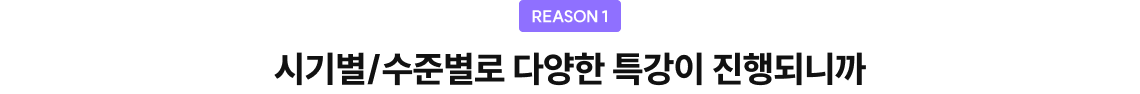 시기별/수준별로 다양한 특강이 진행되니까