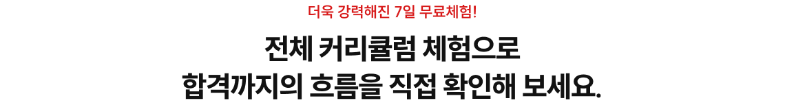 전체 커리큘럼 체험으로 합격까지의 흐름을 직접 확인해 보세요.