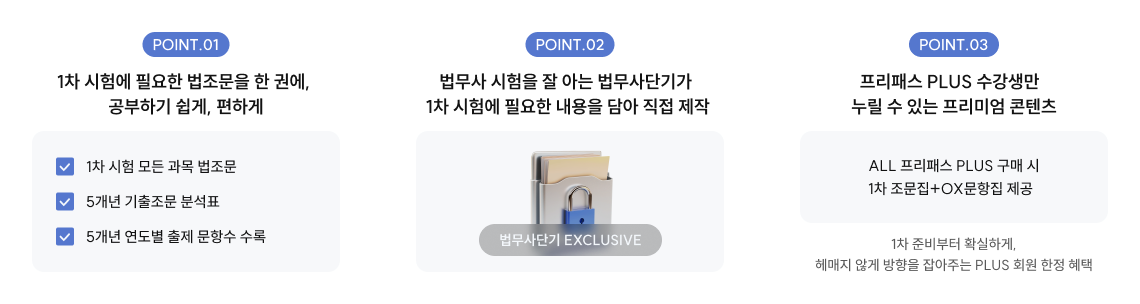 1차 시험에 필요한 법조문을 한 권에, 공부하기 쉽게, 편하게