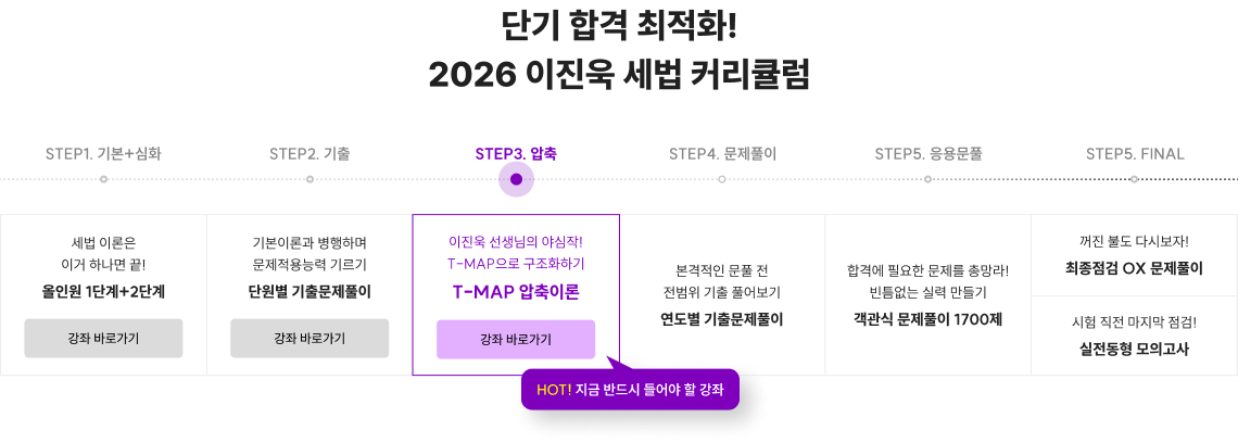 단기 합격 최적화! 2026 이진욱 세법 커리큘럼