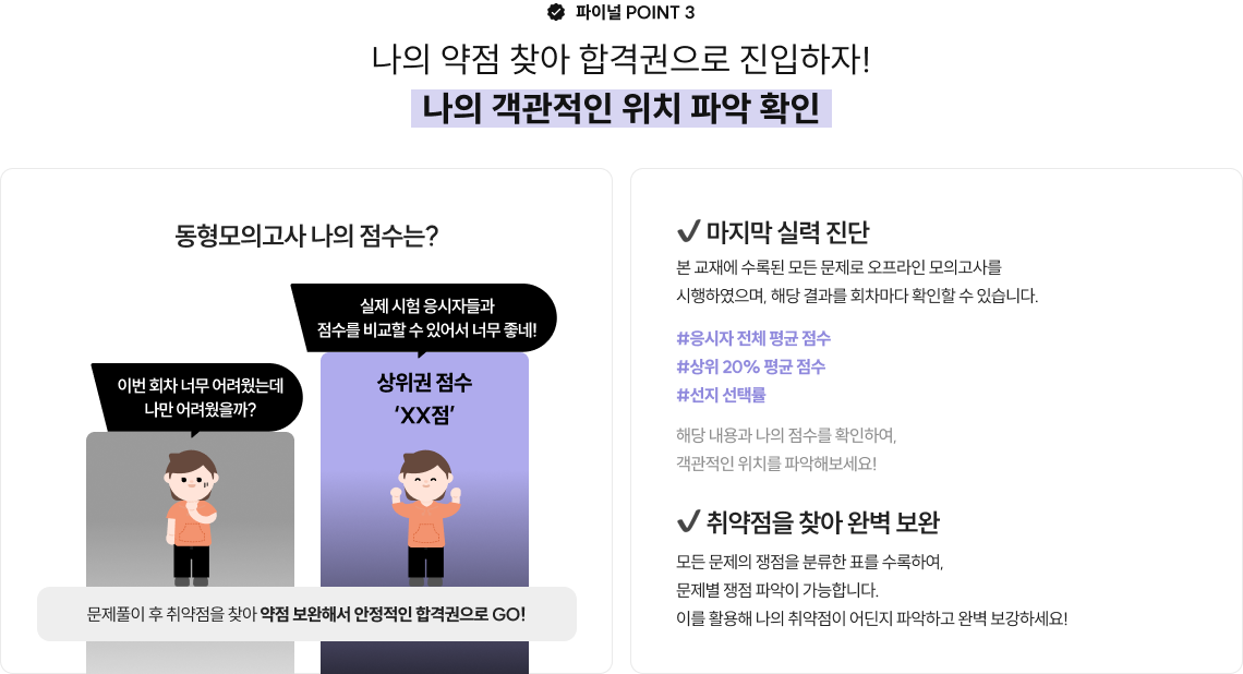 파이널 POINT 3 나의 약점 찾아 합격권으로 진입하자! 나의 객관적인 위치 파악 확인