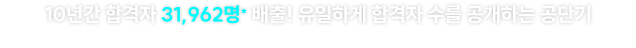 10년간 합격자 31,962명* 배출! 유일하게 합격자수를 공개하는 공단기