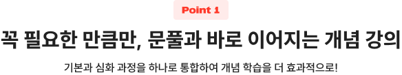 꼭 필요한 만큼만, 문풀과 바로 이어지는 개념 강의