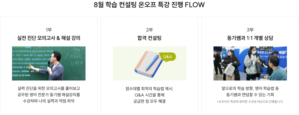 8월 학습 컨설팅 온오프 특강 진행 FLOW