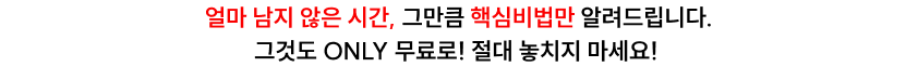 얼마 남지 않은 시간, 그만큼 핵심비법만 알려드립니다.