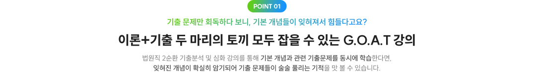 이론+기출 두 마리의 토끼 모두 잡을 수 있는 G.O.A.T 강의