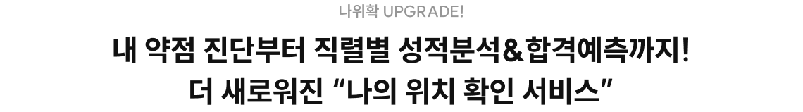 나위확 UPGRADE! 내 약점 진단부터 직렬별 성적분석&합격예측까지! 더 새로워진 “나의 위치 확인 서비스” 수험생의 선택은 거짓말하지 않습니다. 압도적 1위의 역사! 13년간 합격의 순간을 함께 만들어왔습니다. *2013.12,2014.1~7,2015.4~7,2016.2~2017.12,2018.2~8(6,7월 제외),2019.3~7, 2020.3~9, 2021.3~9,2022.2~9,2023.3~10(4,7월 제외),2024.2~11,2025.11~ yes24 수험서 자격증>공무원>국어(한문)>문제집/모의고사 월별 베스트 순위
