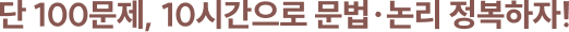 단 100문제, 10시간으로 문법·논리 정복하자!