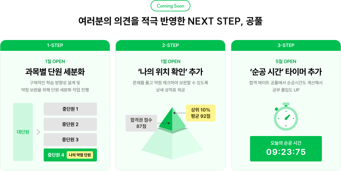 여러분의 의견을 적극 반영한 NEXT STEP, 공풀