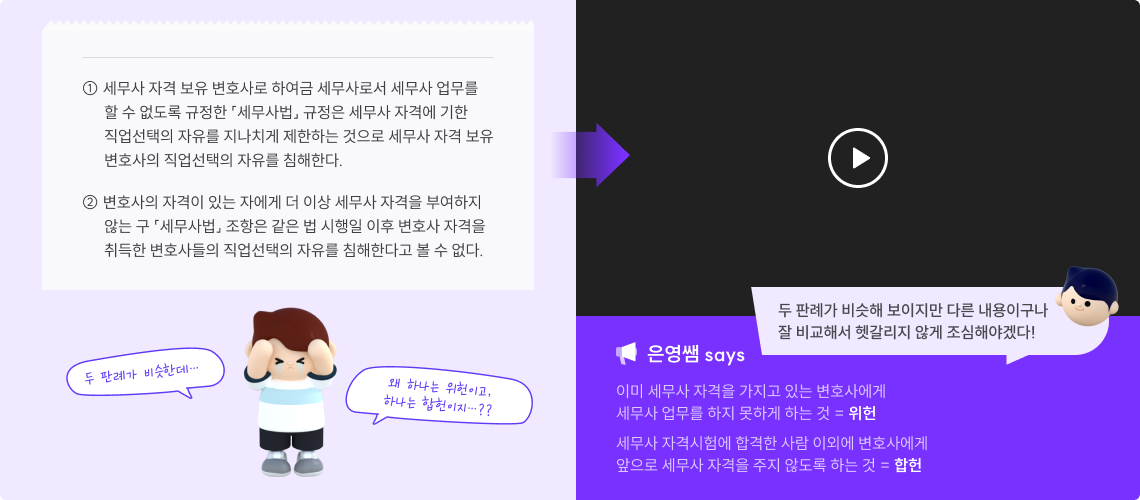 두 판례가 비슷해 보이지만 다른 내용이구나 잘 비교해서 헷갈리지 않게 조심해야겠다!