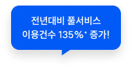 전년대비 풀서비스 이용건수 135%* 증가!
