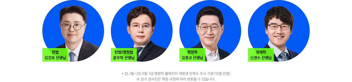 수강생 만족도 9점 이상의,공단기 대표 강사진*