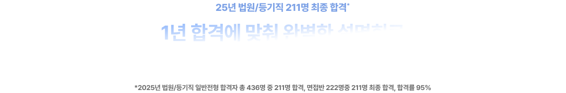 1년 합격에 맞춰 완벽한 설명회로 여러분의 합격을 이어가겠습니다