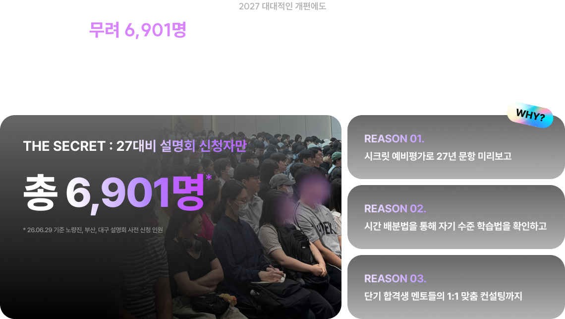 무려 6,901명*이 함께한 공단기 THE SECRET 설명회