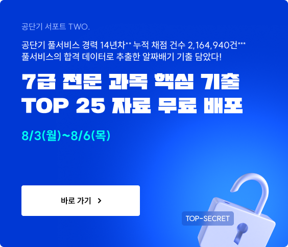 7급 전문 과목 핵심 기출 TOP 25 자료 무료 배포