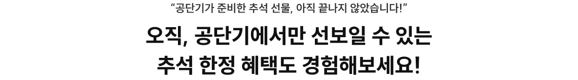 오직, 공단기에서만 선보일 수 있는 추석 한정 혜택도 경험해보세요!
