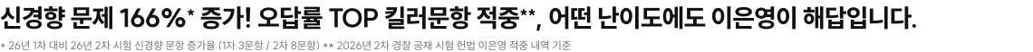 신경향 문제 166%* 증가! 오답률 TOP 킬러문항 적중**, 어떤 난이도에도 이은영이 해답입니다.