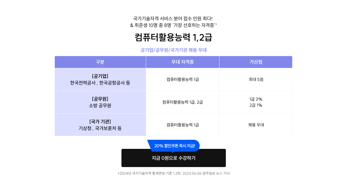 컴퓨터활용능력 1,2급
