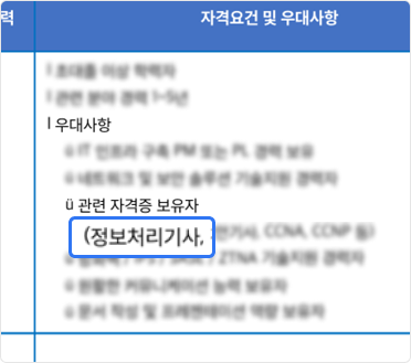 정보처리기사 보유자 채용조건