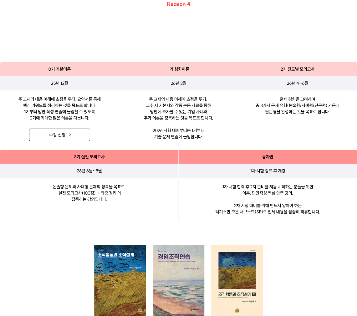 Reason 4 따라오기만 하면 합격하는 최중락 박사 2026 커리큘럼