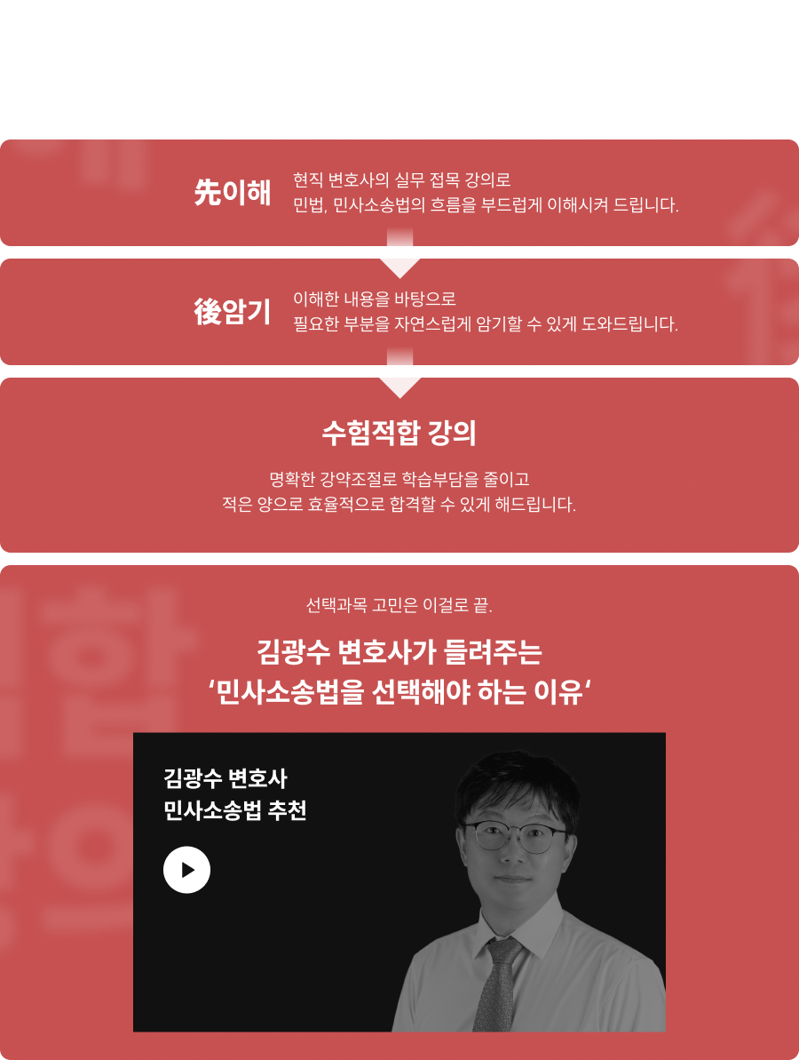 선이해 후암기 기반의 수험적합 강의로 단기 합격으로 이끌어드리겠습니다.