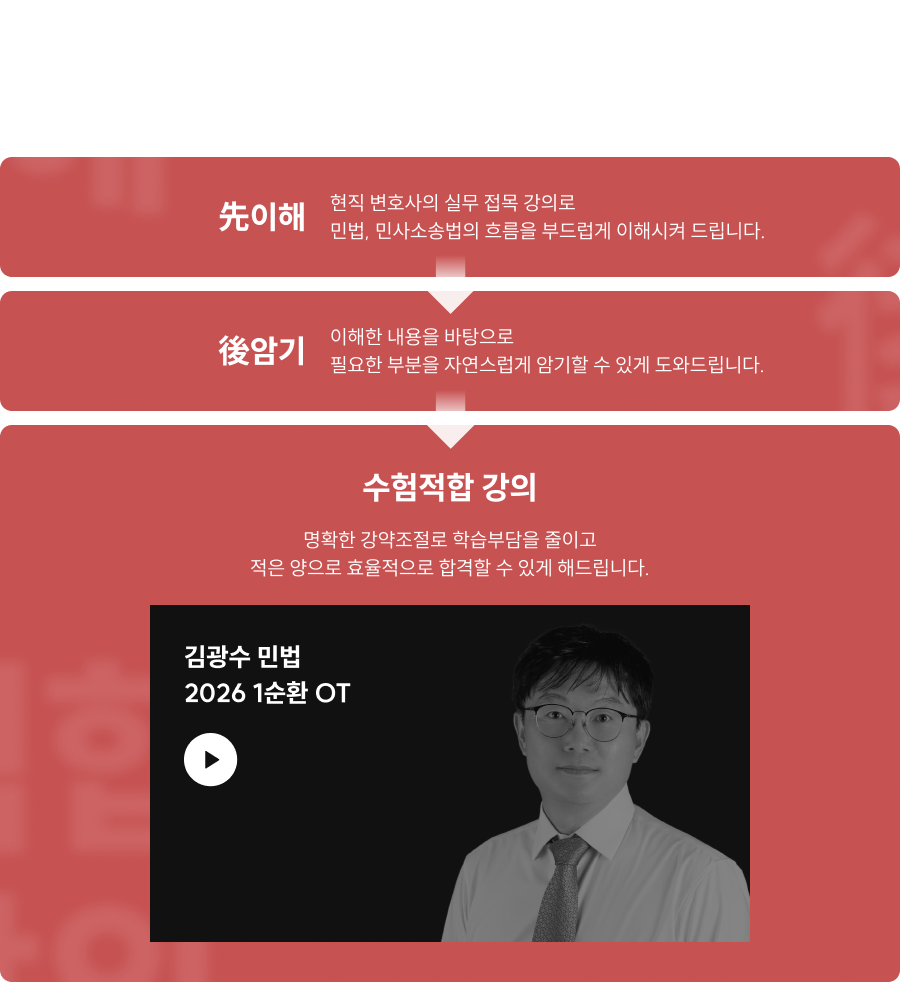 선이해 후암기 기반의 수험적합 강의로 단기 합격으로 이끌어드리겠습니다.