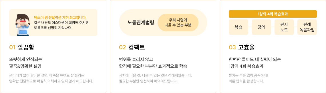 01 깔끔함 02 컴팩트 03 고효율