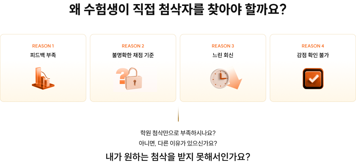 왜 수험생이 직접 첨삭자를 찾아야 할까요?