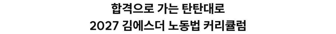 합격으로 가는 탄탄대로 2027 김에스더 노동법 커리큘럼