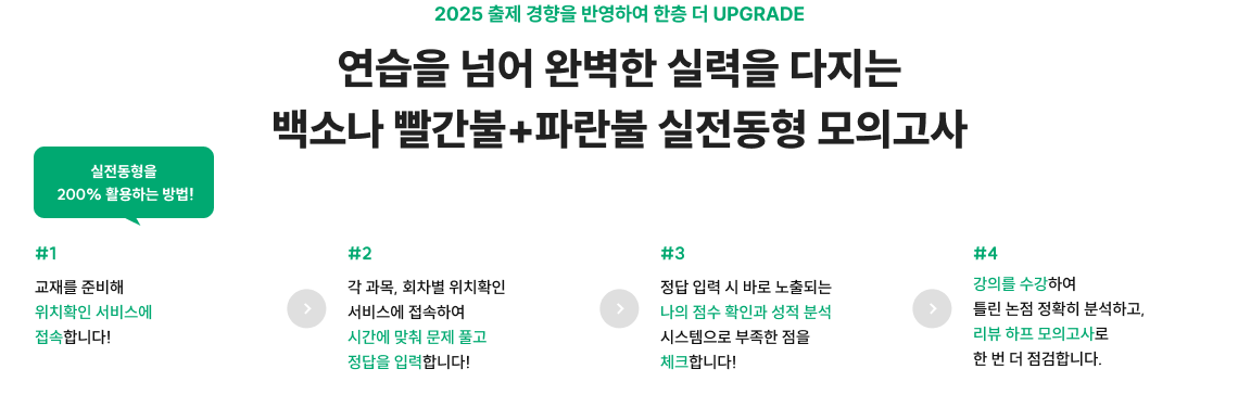 연습을 넘어 완벽한 실력을 다지는 백소나 빨간불+파란불 실전동형 모의고사