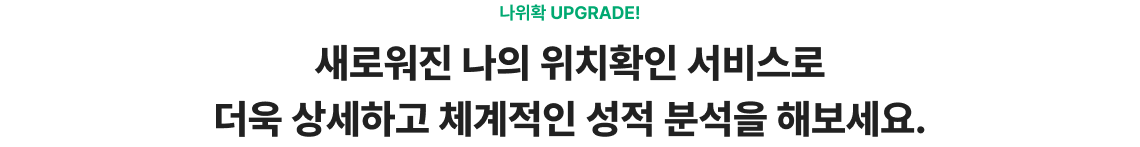 새로워진 나의 위치확인 서비스로 더욱 상세하고 체계적인 성적 분석을 해보세요.