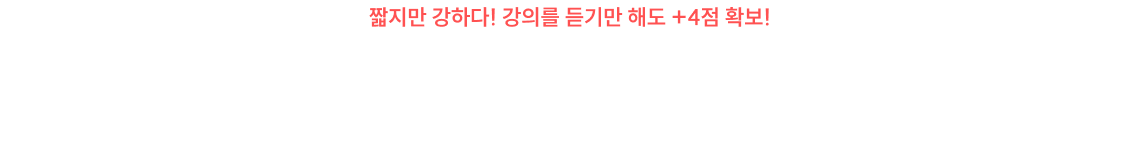 짧지만 강하다! 강의를 듣기만 해도 +4점 확보! 믿고 듣는 써니쌤 테마 특강 COMMING SOON!