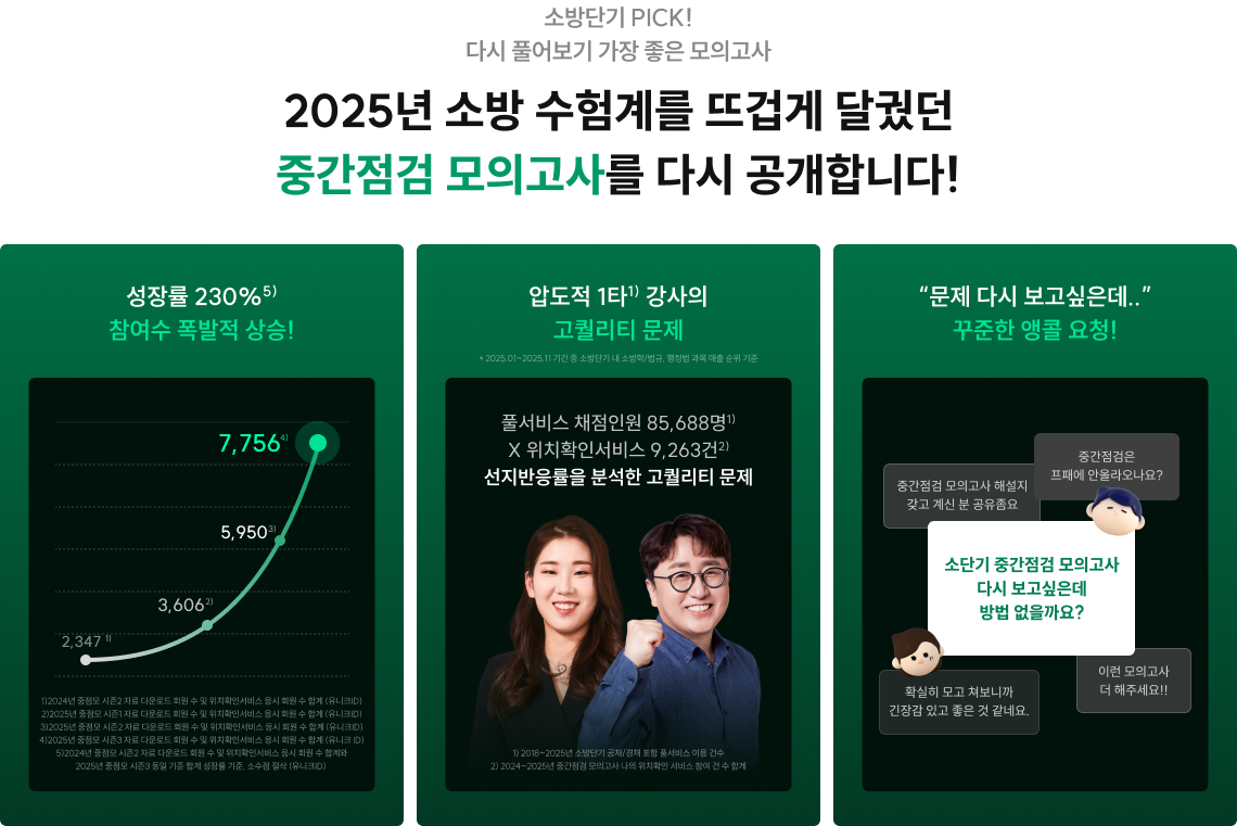 2025년 소방 수험계를 뜨겁게 달궜던 중간점검 모의고사를 다시 공개합니다!