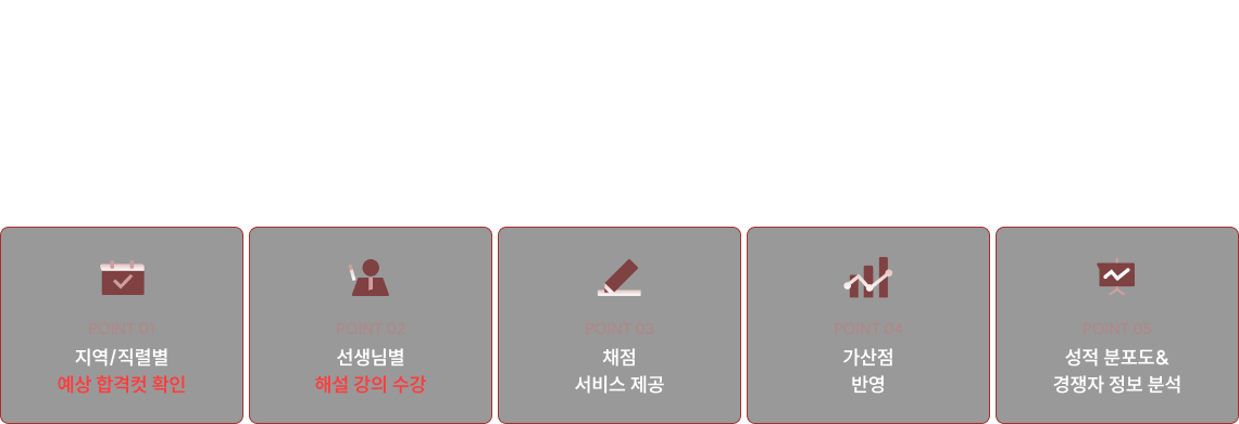 시험 직후, 가채점 점수를 입력하면 필기 합격 예측을 해주는 통합 서비스입니다.
