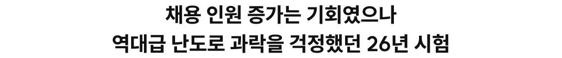 채용 인원 증가는 기회였으나 역대급 난도로 과락을 걱정했던 26년 시험
