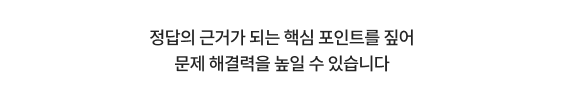 정답의 근거가 되는 핵심 포인트를 짚어 문제 해결력을 높일 수 있습니다