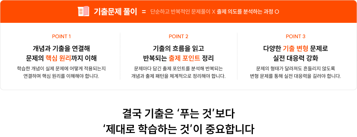 결국 기출은 '푸는 것'보다 '제대로 학습하는 것'이 중요합니다