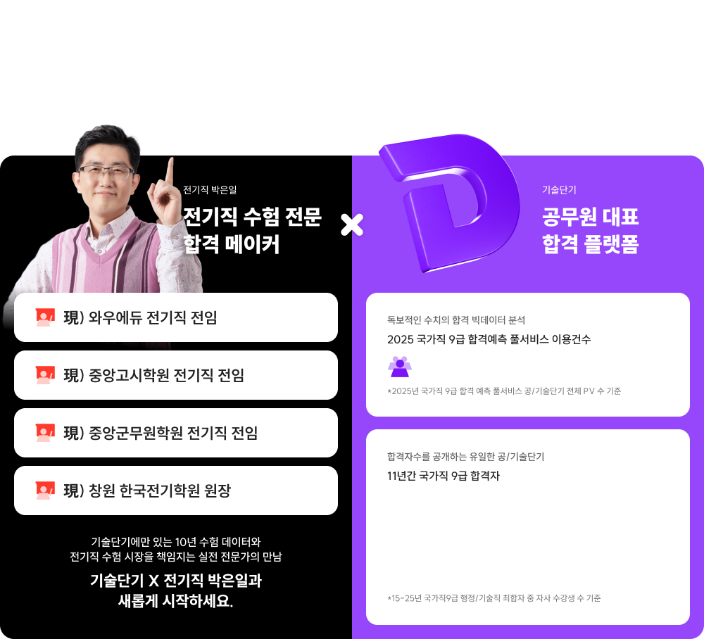 누구보다 수험생을 잘 아는 기술단기와 누구보다 전기직을 잘 아는 박은일이 만났습니다.