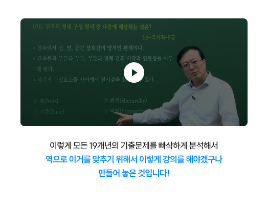 이렇게 모든 19개년의 기출문제를 빠삭하게 분석해서 역으로 이거를 맞추기 위해서 이렇게 강의를 해야겠구나 만들어 놓은 것입니다!