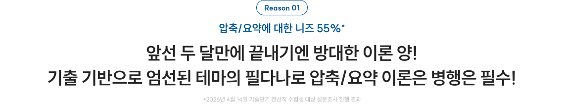 앞선 두 달만에 끝내기엔 방대한 이론 양! 기출 기반으로 엄선된 테마의 필다나로 압축/요약 이론은 병행은 필수!