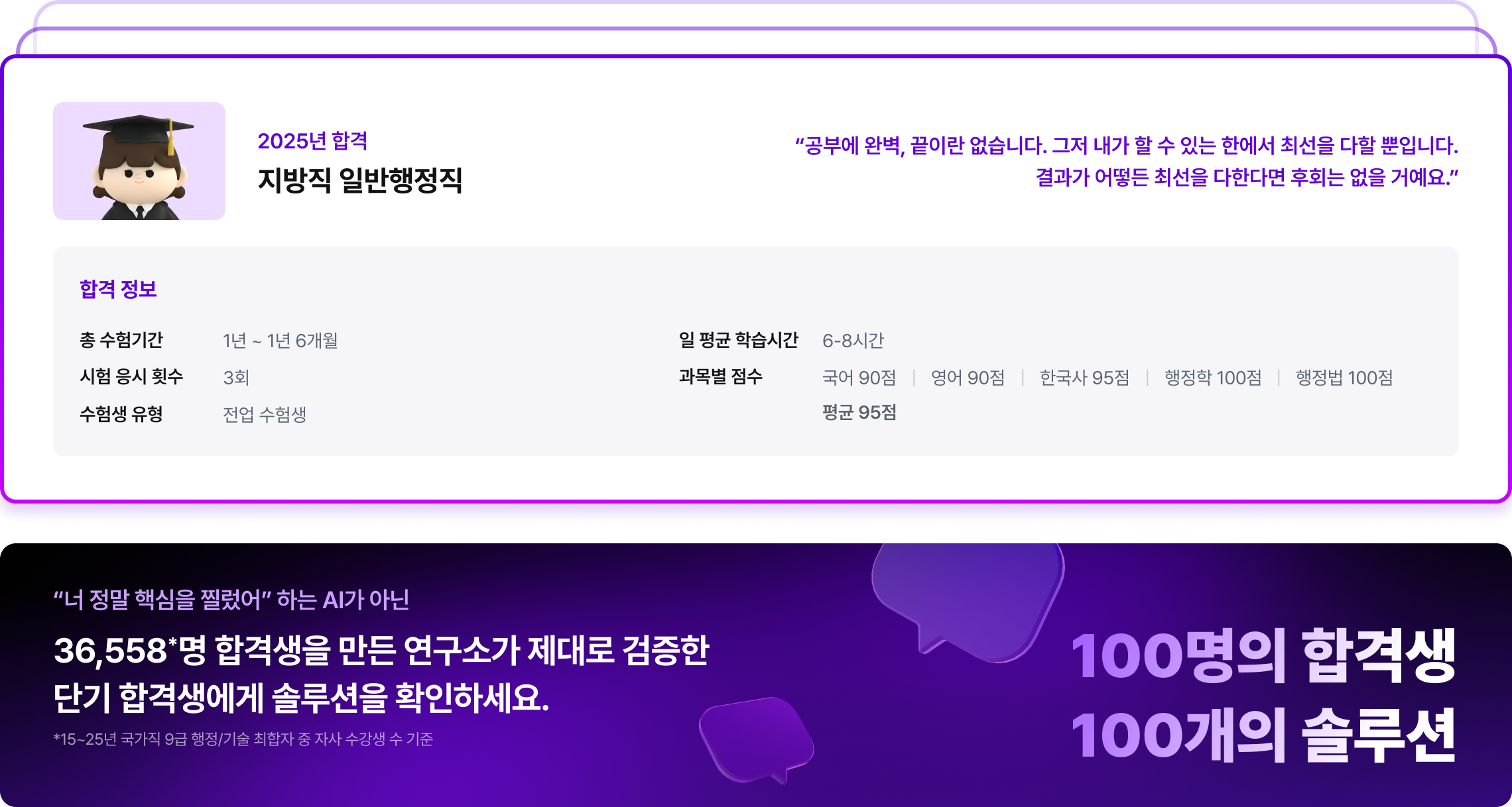 36,558*명 합격생을 만든 연구소가 제대로 검증한 단기 합격생에게 솔루션을 확인하세요.